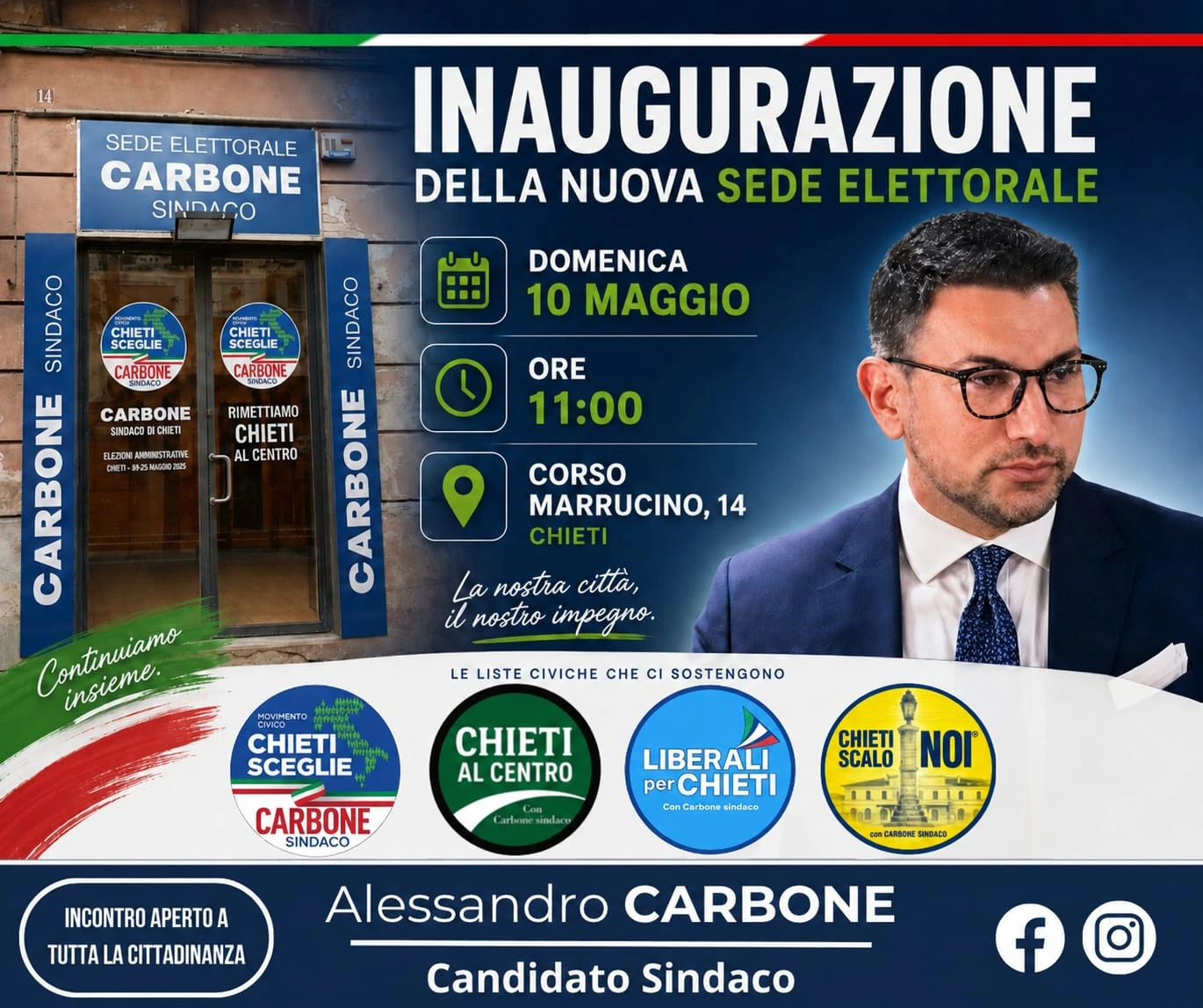 Locandina inaugurazione della nuova sede elettorale del 10 maggio 2026