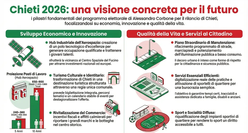 Infografica sul programma di Alessandro Carbone per Chieti 2026